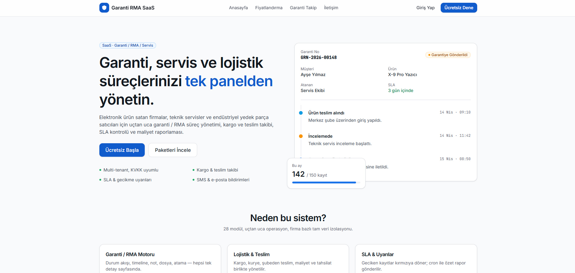 Bursa Yazılım - Garanti Takip Saas Projesi